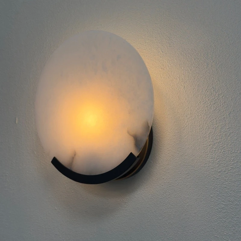 New Chinese All Copper Cloud Marble Wall Light Vintage Wall Lamp for Bedroom Bedside Aisle Tea Room TV Background Decor