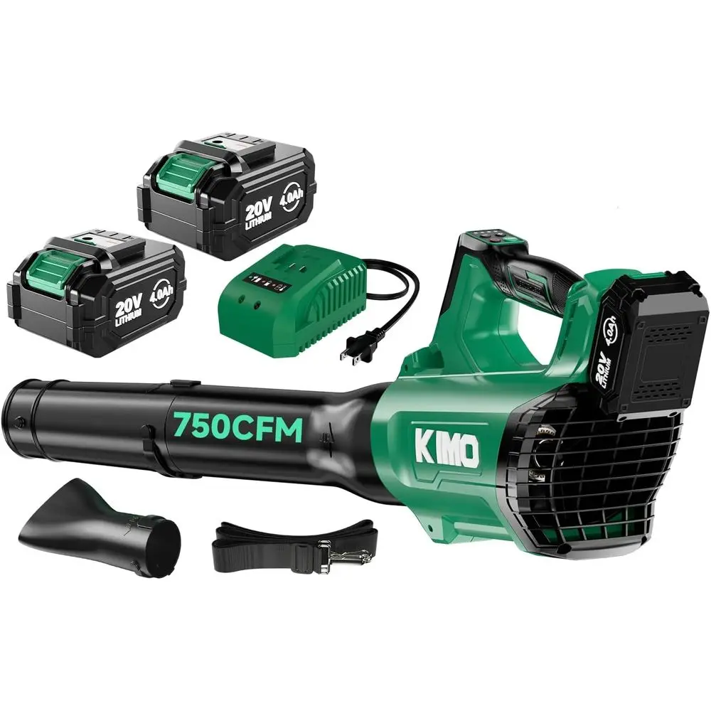 

KIMO CordlLea Blower with Battery and , 750CM 220MPH, 4 Speeds w/Turbo e, BrushlMotor, 3 Extended Tube, 2x4.0Ah Battery Powered