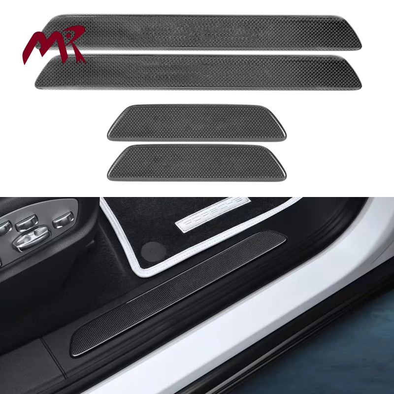 GTS Style Carbon Fiber light pedal Door Threshold Sill Scuff Plate Guard Welcome Pedal Pad For Porsche Cayenne 2017-2023