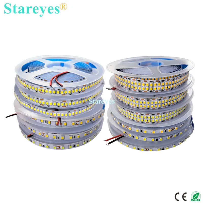 

SMD2835 120 240 480 LED/m DC12V DC24V 5m LED Strip IP20 Non waterproof Flexible Ribbon tape Warm white LED belt light lighting