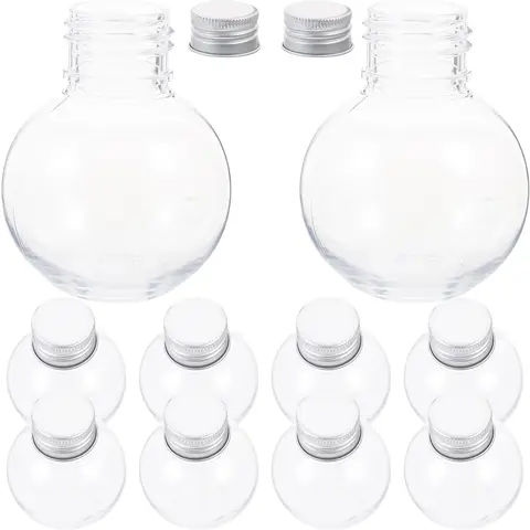 투명 라운드 전구 병 구형 용기 플라스틱 음료 병 씰링 차가운 주스 저장 꽃병 홈 장식 Best5