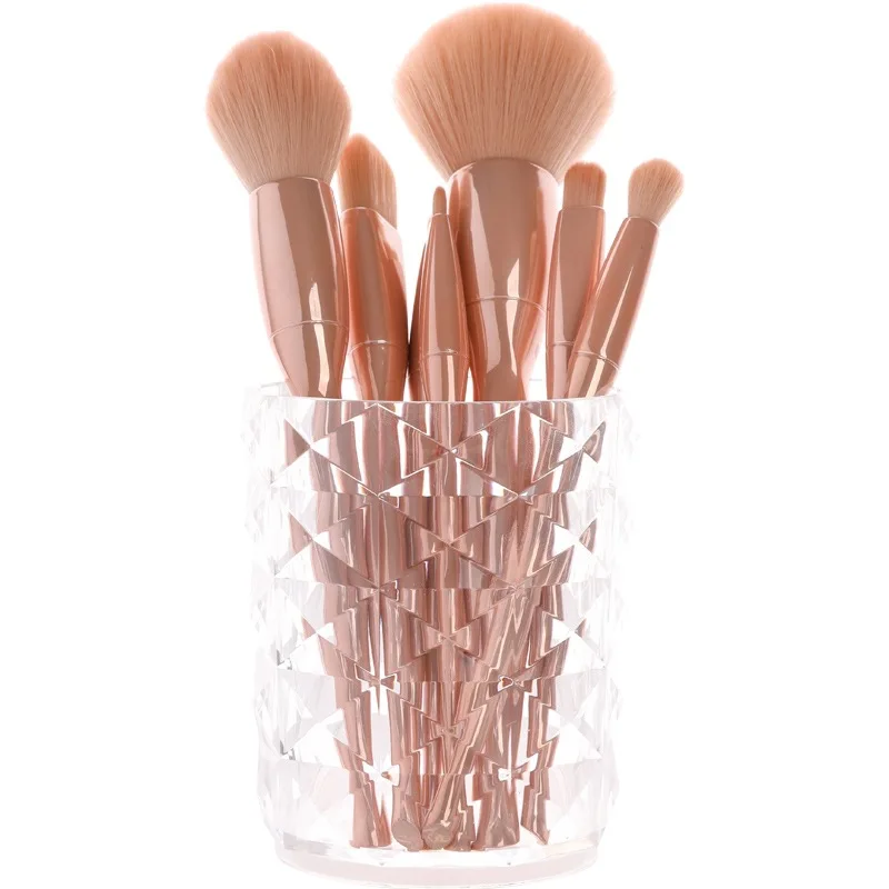 Cosmetic Storage Dustproof Makeup Brush Storage Bucket Cosmetic Brush Holder Cup Transparent Pen Holder For Dressing Table