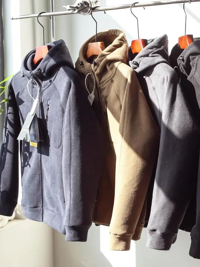 

Heavyweight Recommended Double-Sided Fce Hooded Jaet Men's Outdoor Sports Warmth Retention Casual Sle Long Sve