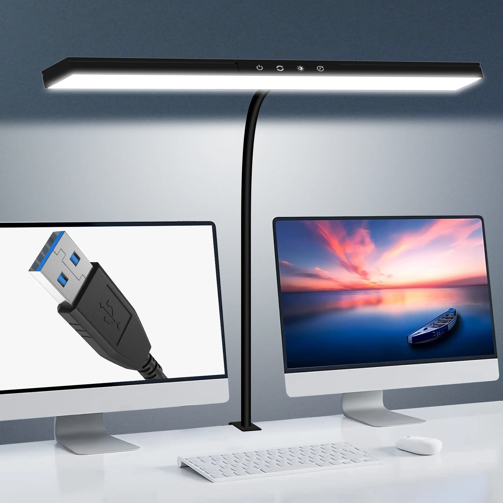 Lampa biurkowa LED z możliwością przyciemniania 12W 40CM Lampa biurkowa z zaciskiem do ochrony oczu Lampa biurkowa Monitor Lampa biurkowa z zaciskiem na gęsiej szyi