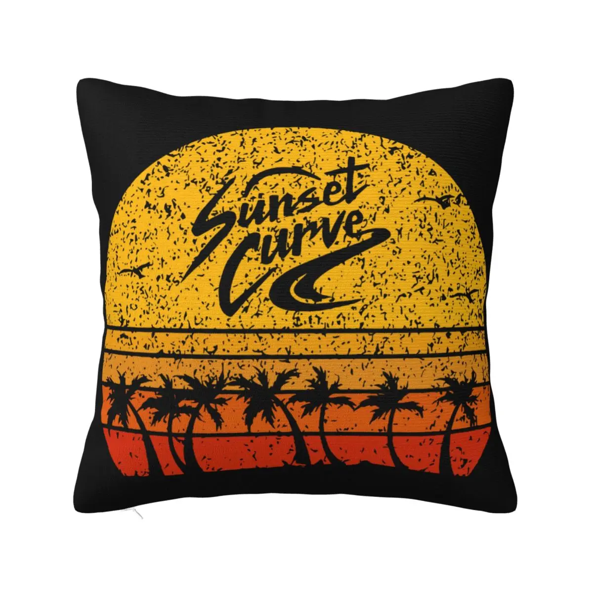 Funny Vintage Sunset Curve Essential Unisex Tee Unisex Straight Aesthetic Dj Female Top Rock Pillow Case