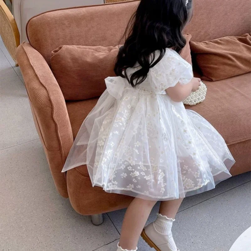 Summer Kids Dresses Girls Dress Child Puff Sleeve Sweet Floral Princess Dress Designer Dress Baby Girl Clothes