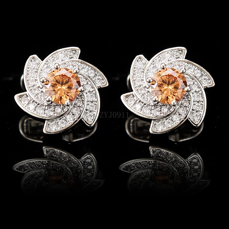 *Men's Upscale Rotating Windmill Fashion Gemstone Cufflinks Women's Trend Temperament Shirt Sleeve Tack