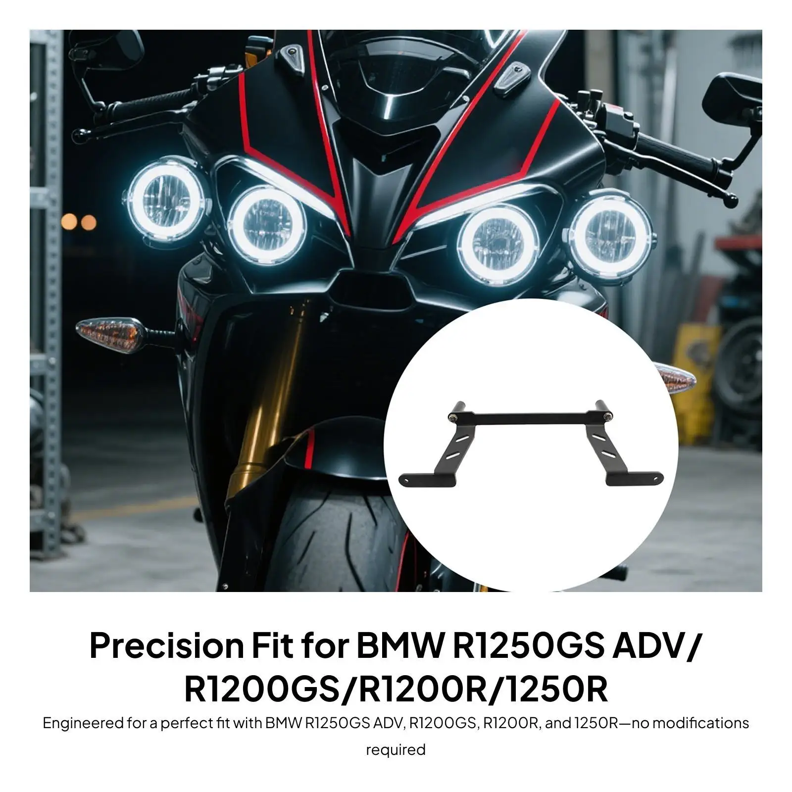 Supporto per fendinebbia ausiliario per moto Staffa in metallo nero Stent per lampada facile da installare per R1250GS LC Adv 2019 2020