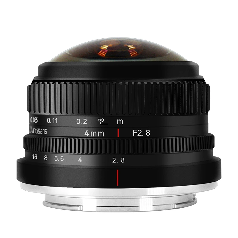 7artisans 4mm F2.8 Fisheye Lens 225° Wide-angle UAV Manual Focus Cameras Lens For Sony E Fuji XF M4/3 Mount Cameras