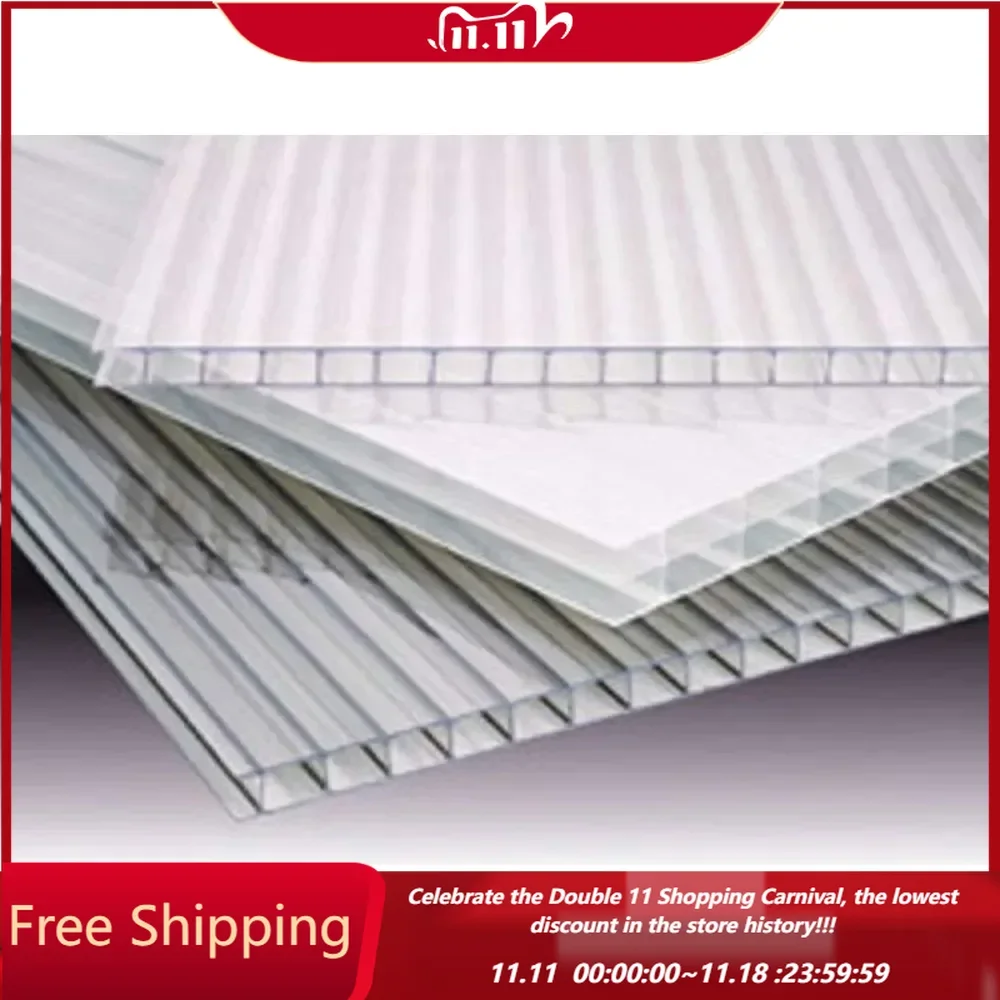 (PACK of 10 SHEETS) 24'' x 72'' x 8 mm POLYCARBONATE TWIN WALL CLEAR SHEETS/Cold-Flexible, Strong Impact