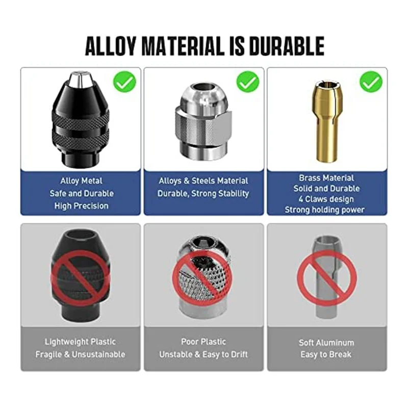 AEE6-Set di pinze per mandrino per trapano, kit di pinze per mandrino da 28 pezzi (1/32 - 1/8 pollici) Sostituzione 4486 Punta senza chiave per trapano 4485 Set di pinze in ottone