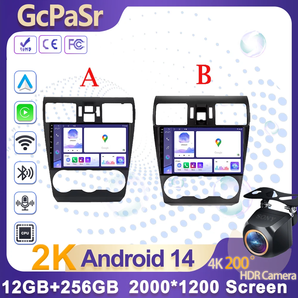 

Android 14 Carplay Car Radio Multimedia Player For Subaru Forester 4 SJ XV WRX 2012- 2015 2018 Autoradio GPS Stereo Head Unit