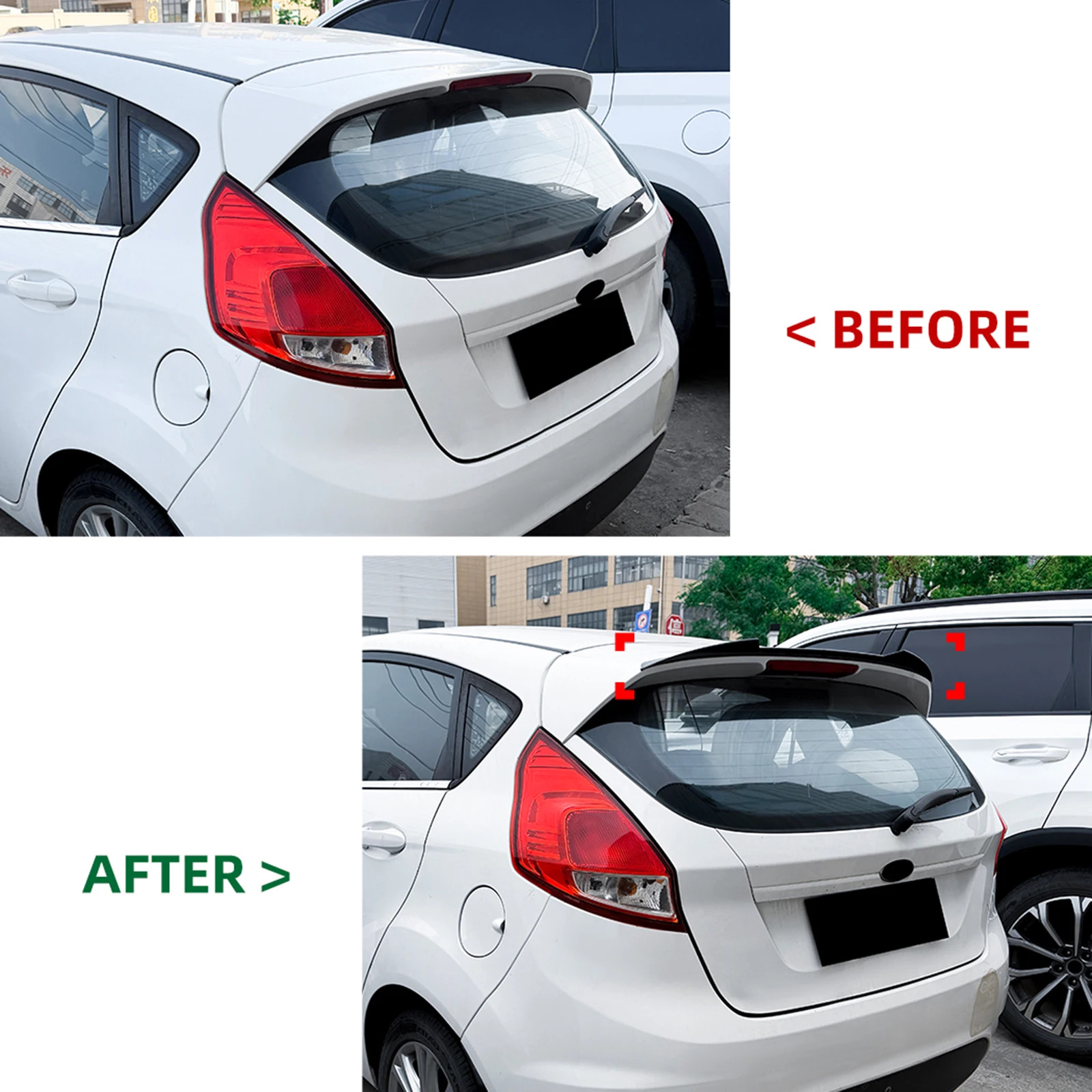 For Ford Fiesta MK7 Standard Version 2008-2012 Rear Roof Spoiler Spoiler Trunk Upper Wing view 5