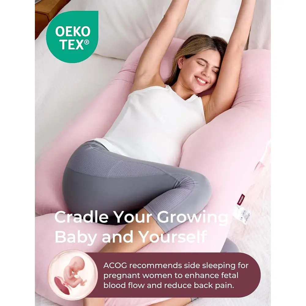 S-shaped Full Body Maternity Pillow | Removable Jersey Cover, Support Back, Legs, Hips for Pregnant Women, Side Sleeper, 57 Inch