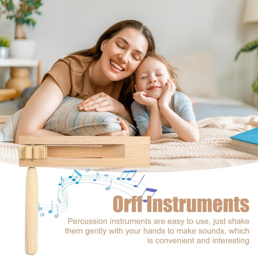 Birch Wooden Ratchet Noise Maker Orff Instruments Hand Rattle Toy For Sports Games Celebrations