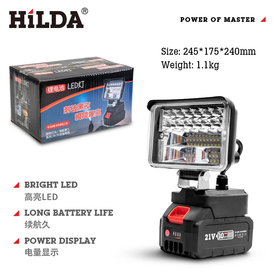 Imagem -04 - Polegada Cordless Led Ferramenta Luz Lanterna com Makita 21v Bateria de Lítio Lâmpada Led Spotlight Luz de Emergência ao ar Livre com Usb 3