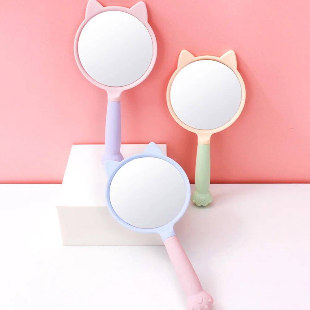 3 pçs gato garra cabeleireiro espelhos handheld maquiagem viagem beleza espelhos claro portátil alça confortável