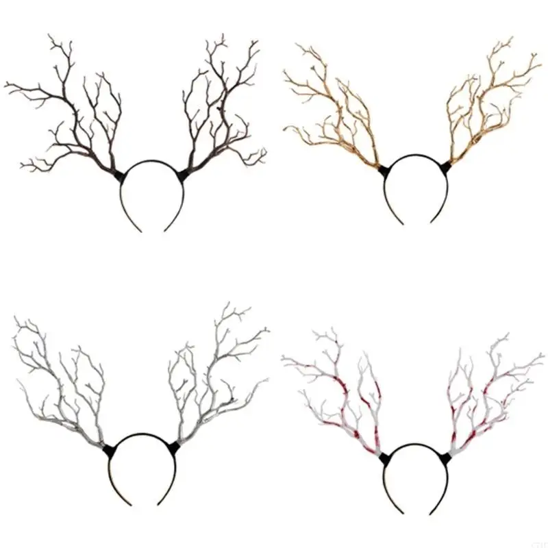 C71F แม่มดสาขาแถบคาดศีรษะปีศาจ Twig Masquerades ฮาโลวีน Headwear Party เครื่องแต่งกาย