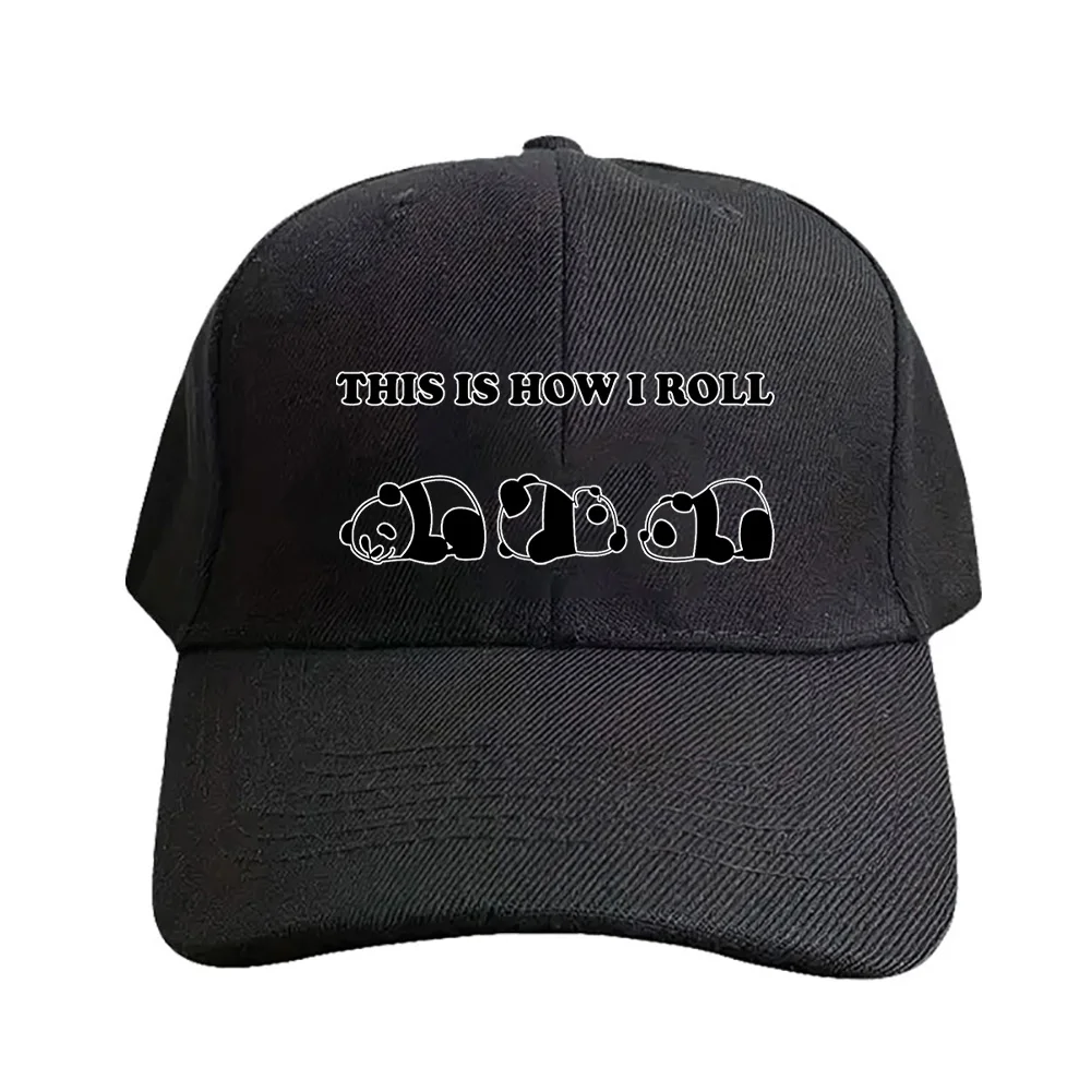 Funny Panda This Is How I Roll Caps Summer Adult Baseball Cap Adjustable with Curved Brim Duckbill Hat Protection Sun Hats