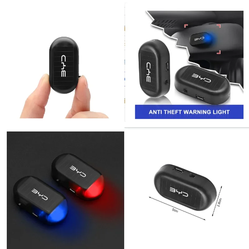 1Pcs Car Solar Powered Wireless Anti-Theft Caution Lamp LED Flashing Light For BYD F3 I3 F0 F6 S6 S8 E5 E6 G3 G6 L3 S7 M6 Tang