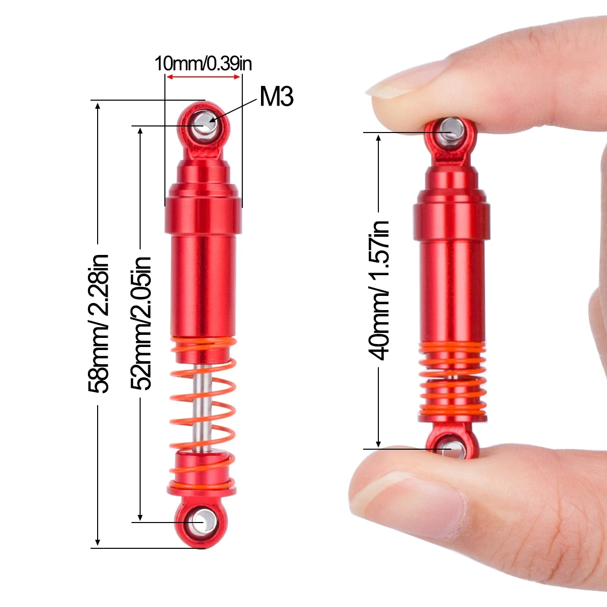 1/18 RC TRX4M Upgrade Parts 58mm Aluminum Shocks Absorbers Damper With Oil Filled for 1/18 RC Crawler TRX-4M Bronco Defender