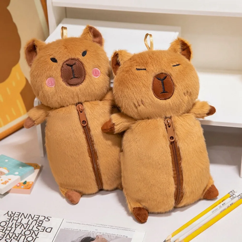 

Cat Plush Capybara Pen Bag Multi Functional Portable Kitty Stationery Bag Kawaii Coin Purse Cartoon panda Pencil Case Girl Gift