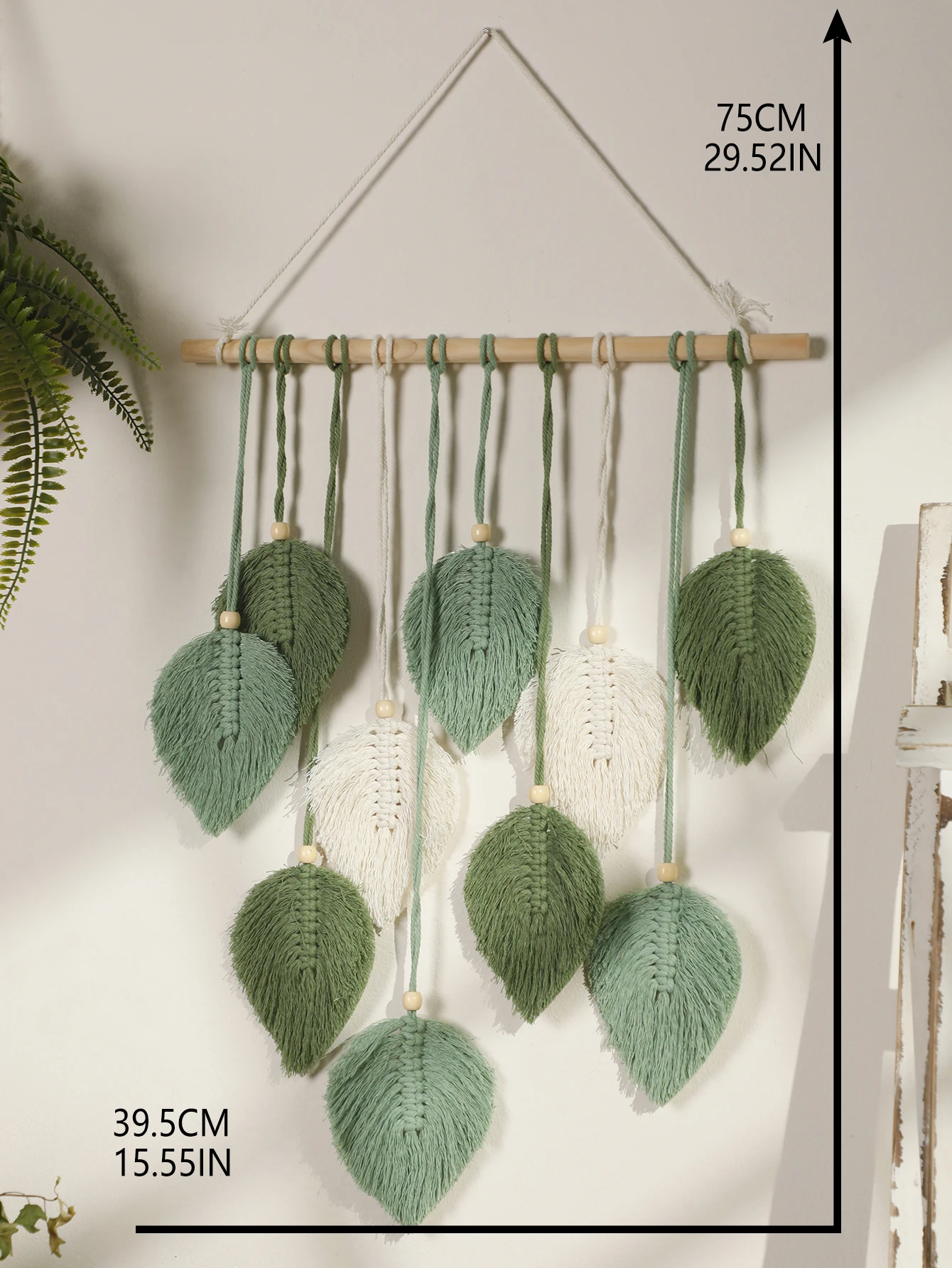 Creative hand woven cotton rope leaf tapestry Bohemian style woven tapestry decorative wall hanging