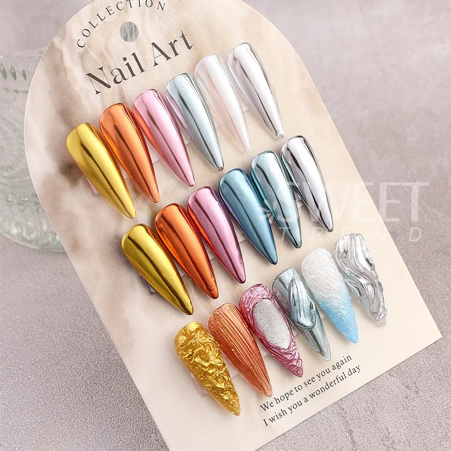 6 قطعة مسحوق مرآة سحرية ارتفع الذهب الفضة الكروم مسمار بريق معدني الغبار هلام البولندية الصباغ التسلق DIY بها بنفسك مانيكير الديكور