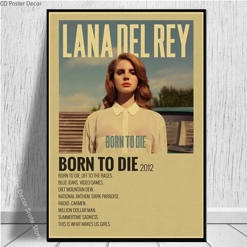 Lana Del Rey Album Poster Born To Die Retro Kraft Paper Prints Vintage Aesthetic Room Home Cafe Bar Club Art Wall Decor Painting