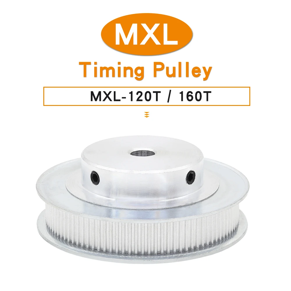 

MXL-120T/160T Pulley Wheel Bore Size 8/10/12mm Belt Pulley Teeth Pitch 2.032mm Teeth Height 11mm For Width 10mm MXL Rubber Belt
