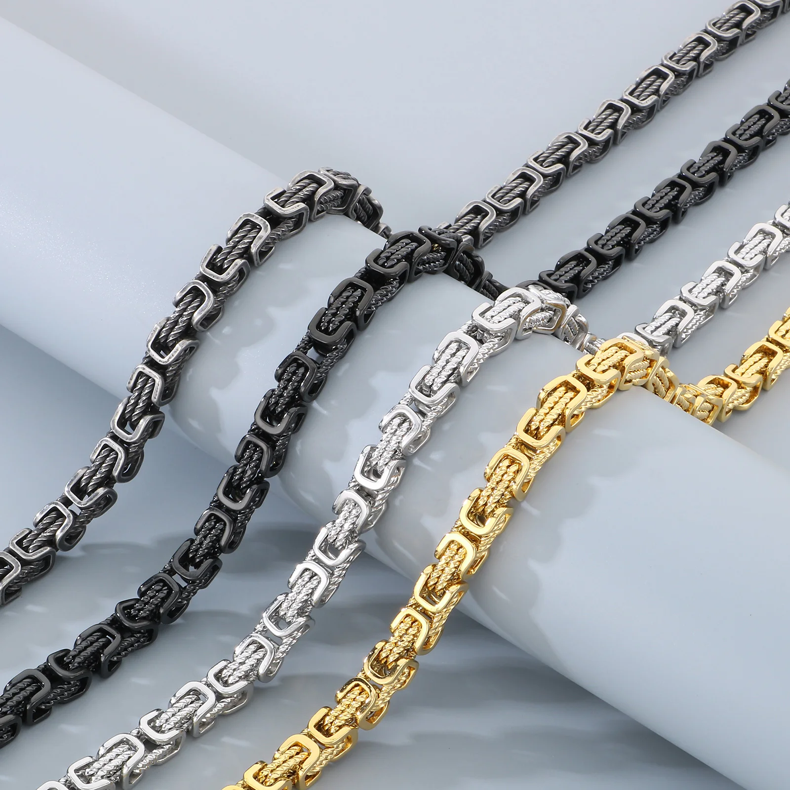 8mm Multi-size Byzantine Necklaces Fashion Stainless Steel Box Chain Necklaces For Men And Women Jewelry Gifts