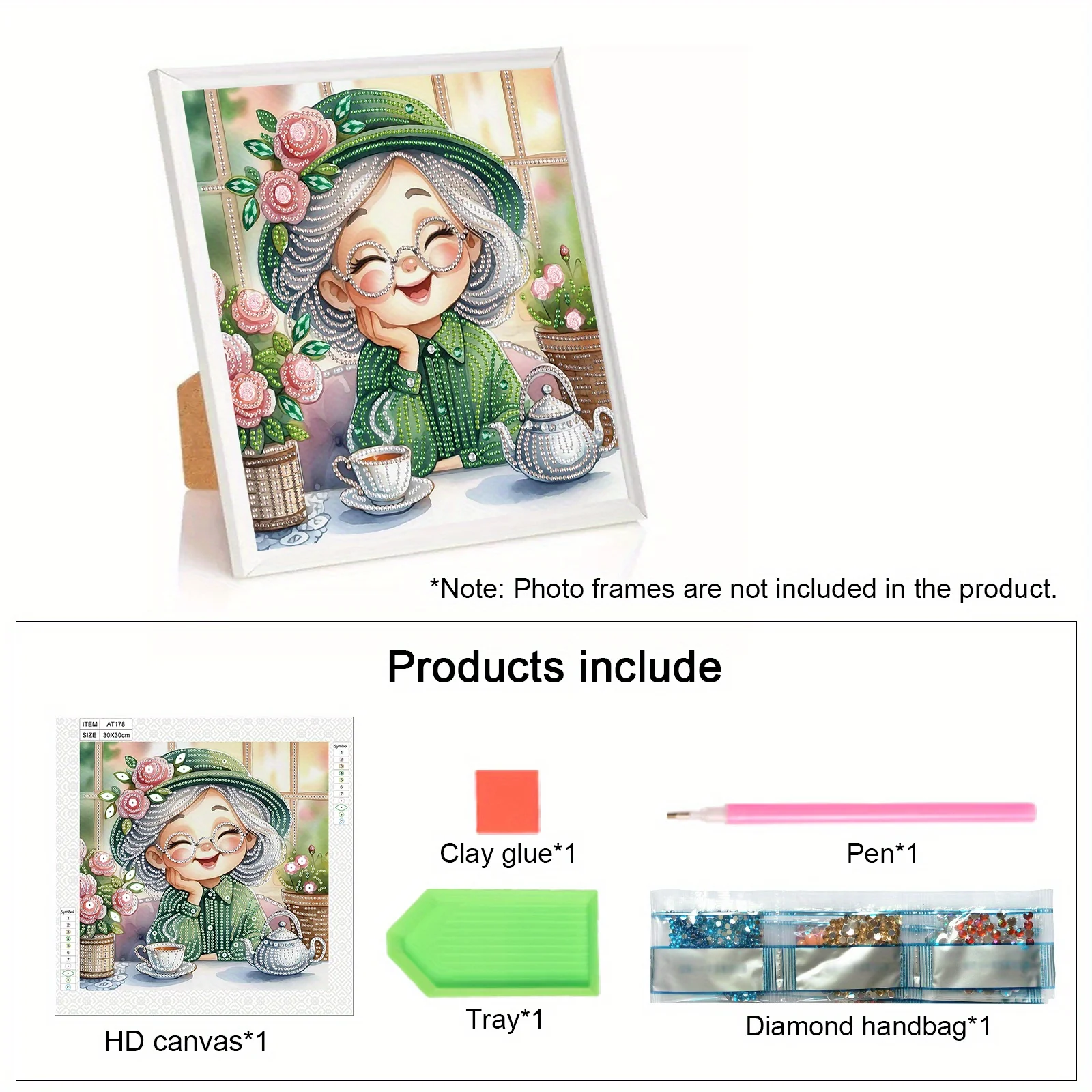 DIY Happy grandma 5D Special Shape Diamond Art Kits for Beginners,Diamond Art Painting Kits for Home Wall Decoration Gift