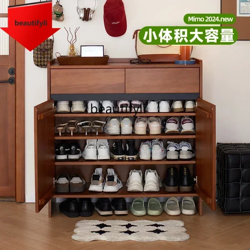 Q181 lbRetro solid wood shoe cabinet household locker partition porch storage large capacity storage cabinet