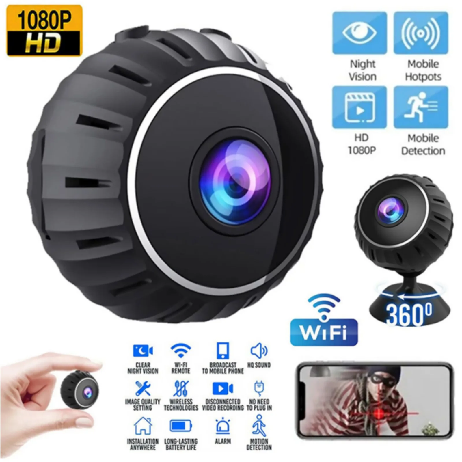 Mini IP Camera 1080P HD Wireless Micro Camcorders Night Version Video Record Security Surveillance Wifi Cameras Smart Home