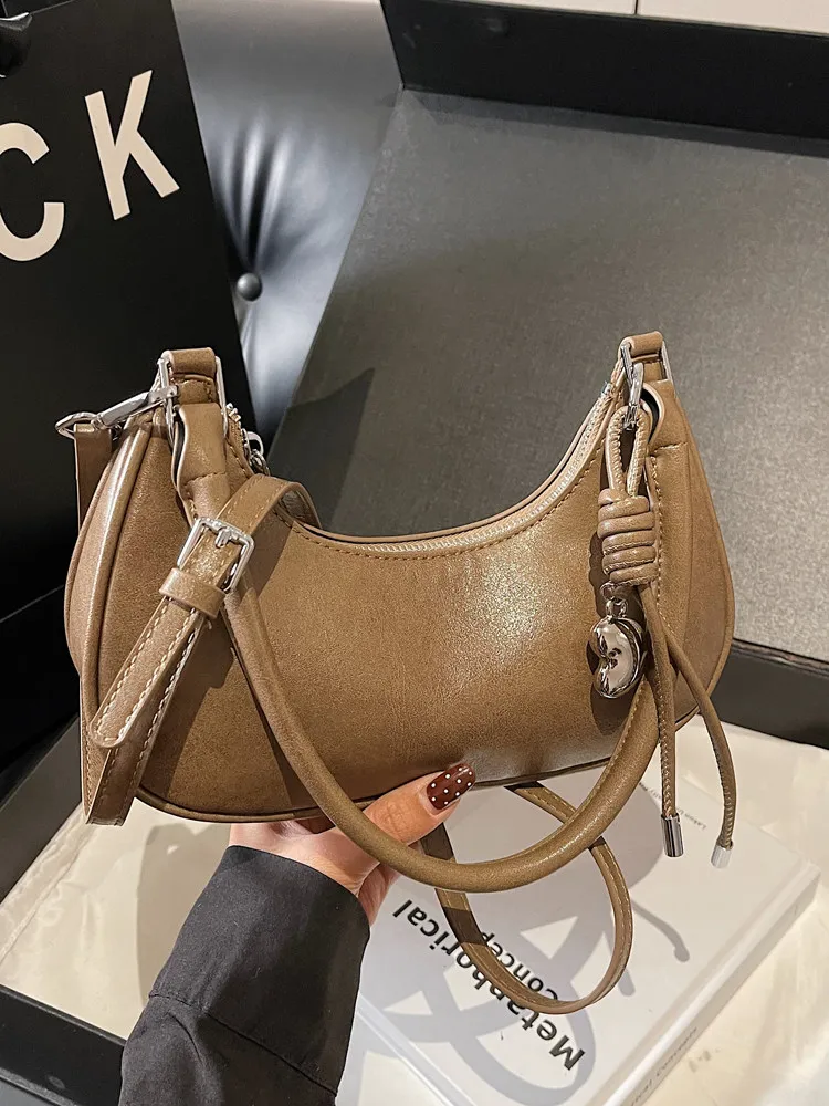 

Retro Simple PU Leather Women's Shoulder Bag New Trend Texture Solid Color Underarm Bags Versatile Temperament Commuter Handbags