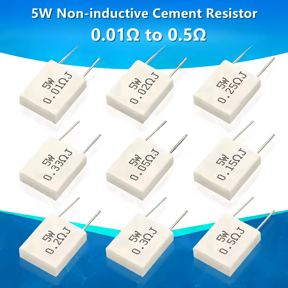 10PCS BPR56 5W Non-inductive Ceramic Cement Resistance 0.01R 0.015 0.022 0.025 0.02 0.033 0.047 0.05 0.1 0.15 0.2 0.47 0.5 Ohm