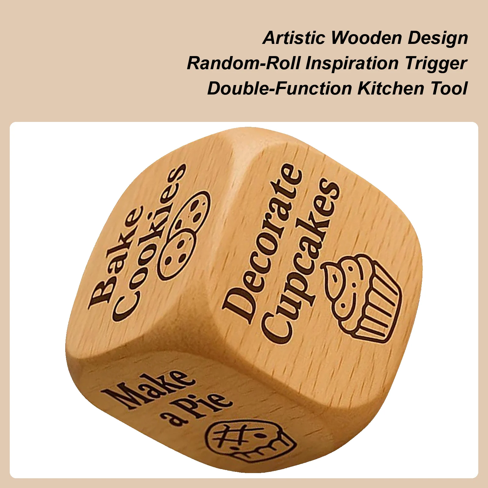 

Decision Making Dice Wooden Game Prop 6-Sided Baking Activity Dice For Kitchen Home Bakery Family Gathering Party Teens Couples