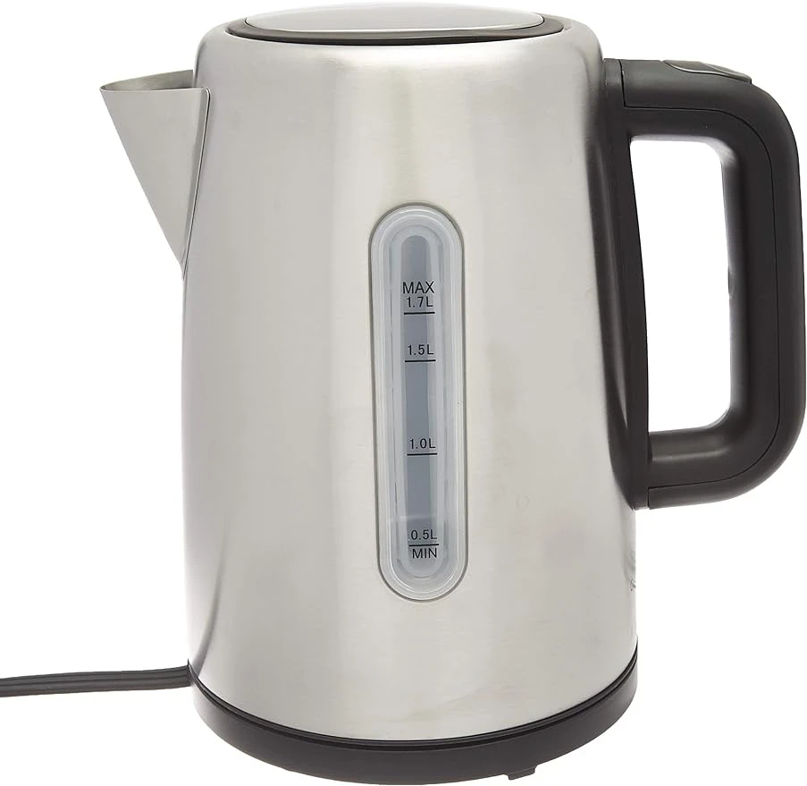 HAOYUNMA-hervidor de agua caliente eléctrico portátil de acero inoxidable para té y café, 1,7 litros, negro y plateado