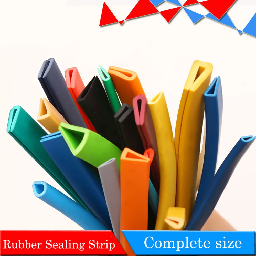 1/2/3/5 Meter Rubber Edging Sealing Strip Multi-Color U-Type With Clamping Groove 0.5mm-41.5mm For Protective Metal Panel Glass