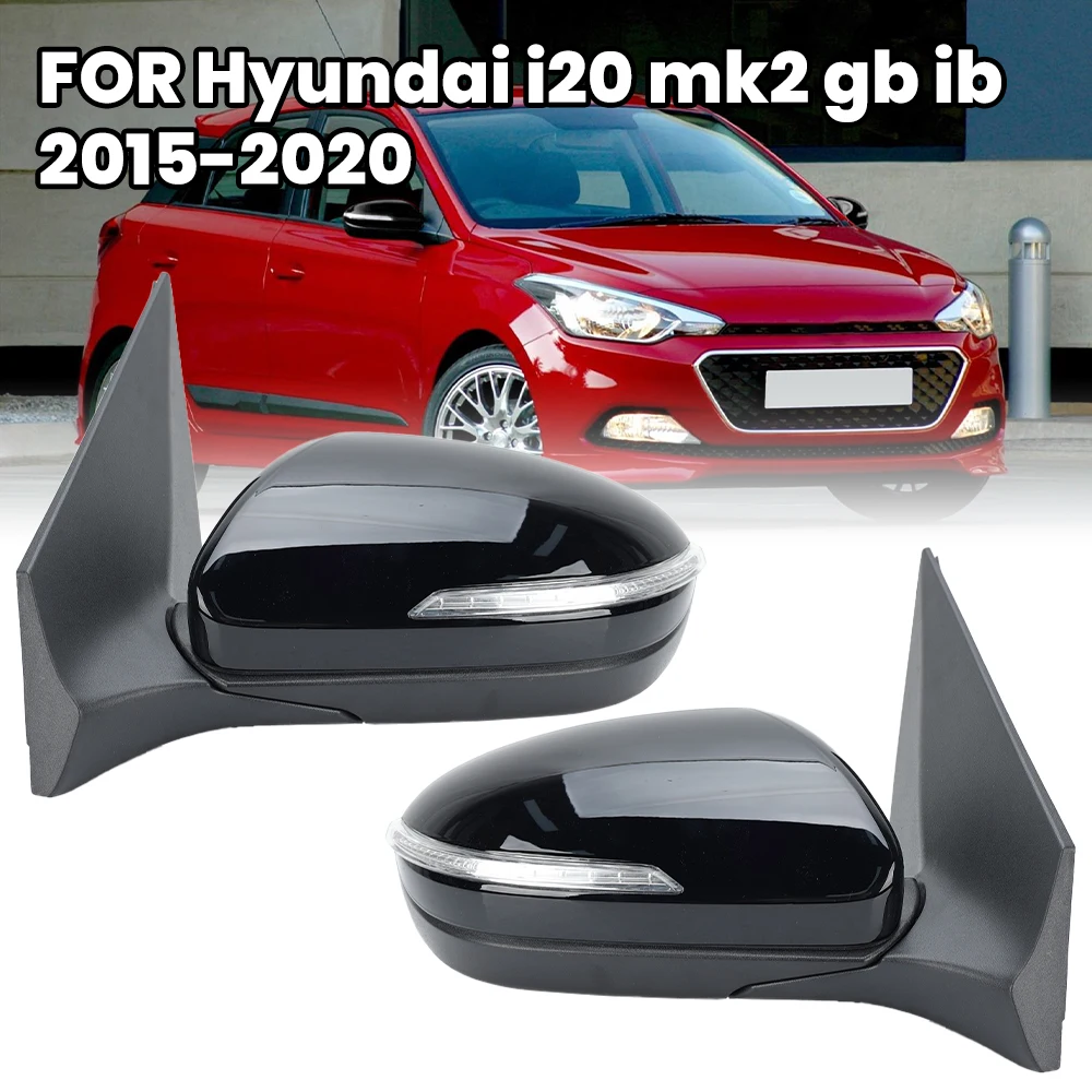 

8 Pins Rearview Wing Mirror Assembly For Hyundai I20 MK2 GB IB 2015-2020 Black Power Folding Turn Signal Light Car Accessories