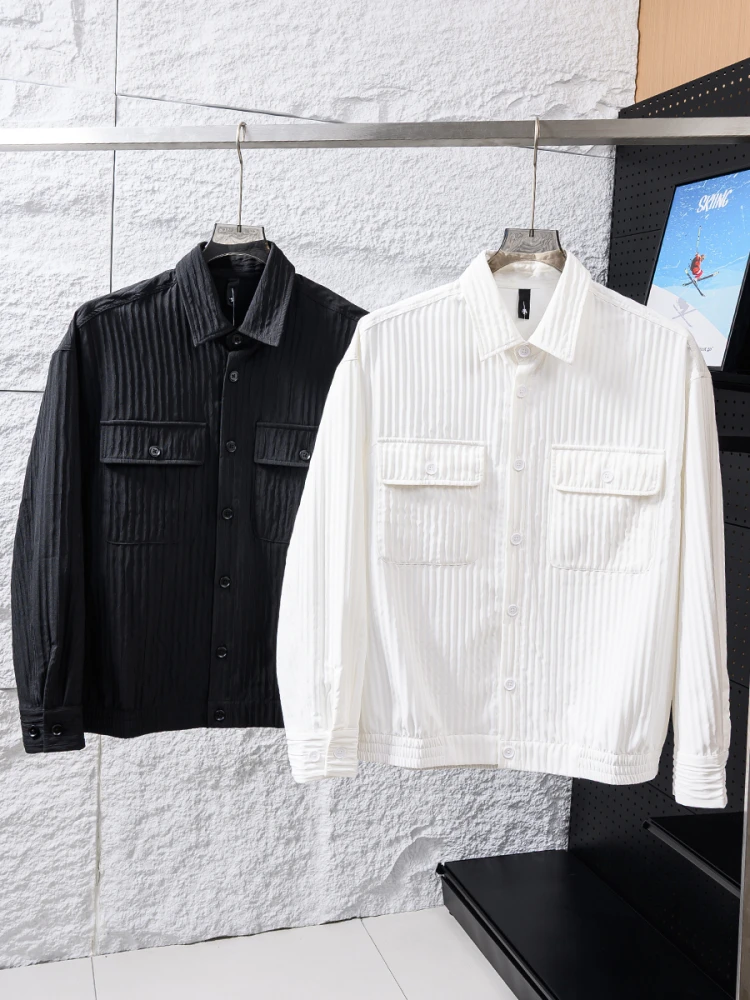 

Comfortable Breathable Men's Casual Jacket Spring Season Pure Color Versatile Standard Fit Youth Trend Straight Hem Long Sleeve