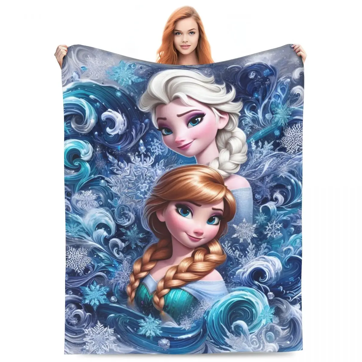 Frozen Elsa Princess Anna Blanket Warm Soft Funny Plush Throw Blanket For Couch Bed Decorative Flannel Bedspread Bed Cover