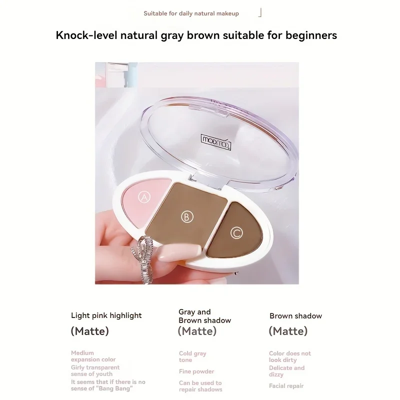 3色コンターパレット フェイススカルプティング＆ノーズシェーディングトリオ - ハイライト、コントゥア、ブロンズをコンパクトに1つで、明確な輪郭を実現