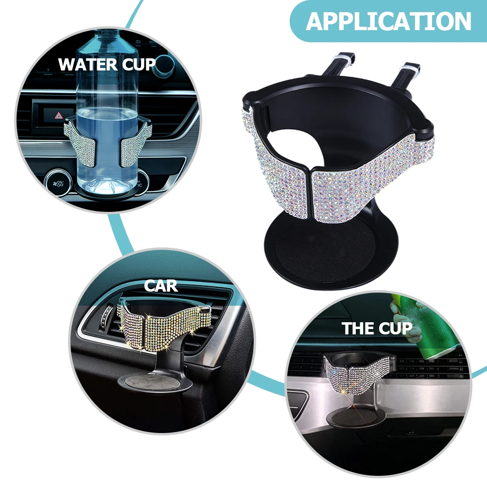 

Air Vent Cup Holder Rhinestone Universal Drink Holder For Car Bottle Adapter Non-Slip Durable Plastic Easy Install No Tools