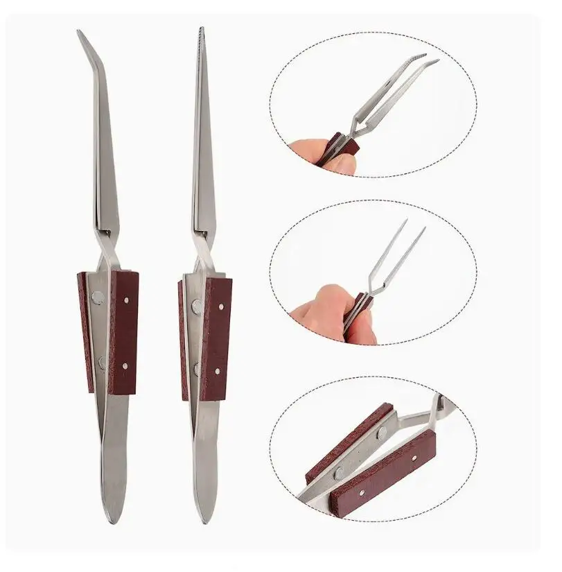 Curved Straight Soldering Tweezer Selflock Jewelers Rebound Jewelry Welding Tweezers Jewelry Making Tools Repair Locking Pick