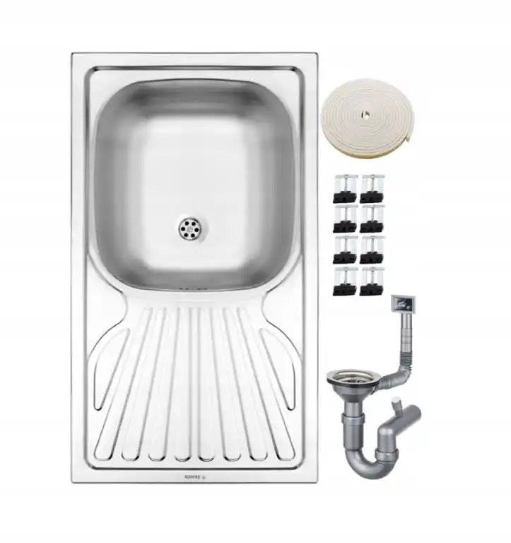 Kitchen sink steel recessed 1-com 76x43 cm