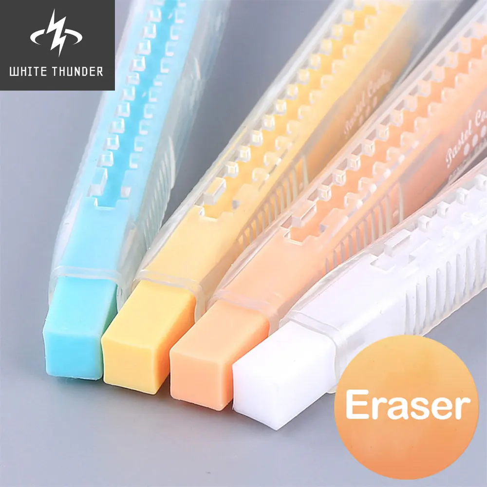 1Pcs Creative Pen-shaped Pressed Retractable Pencil Eraser Painting Dust-free Writing Rubber Eraser Refill Painting Supplies