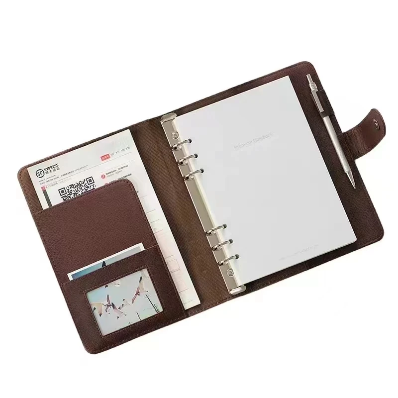 Brown Planner Black Portable Notebook Loose-leaf Detachable Buckle Ring Thick A5 Business Notebook Stationery Office A6 Workbook