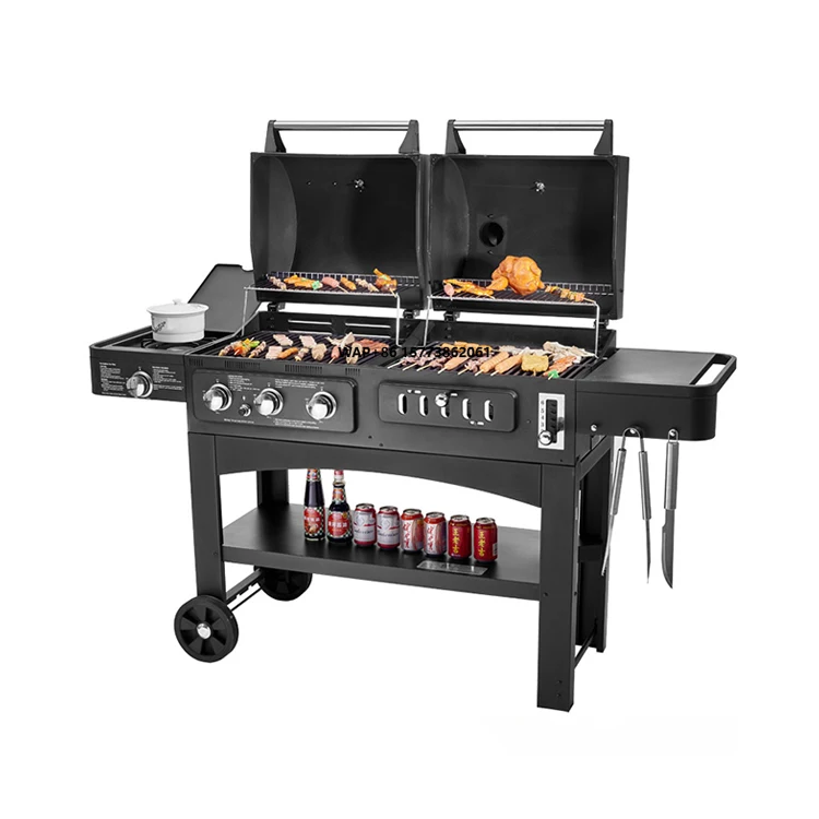 

2-in-1 Gas and Charcoal Commercial BBQ Grill Cold Rolled Plate China Barbecue with Carbon Steel and Iron Material
