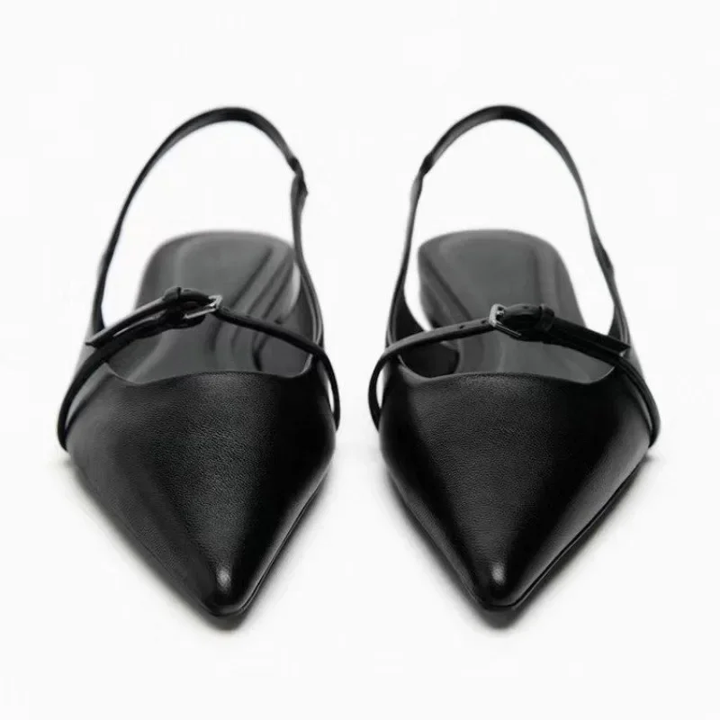 New Women Sandal Fashion Pointed Toe Shallow Mouth Non-slip Ladies Elegant Slingback Shoes Flat Sandals Sandálias Femininas
